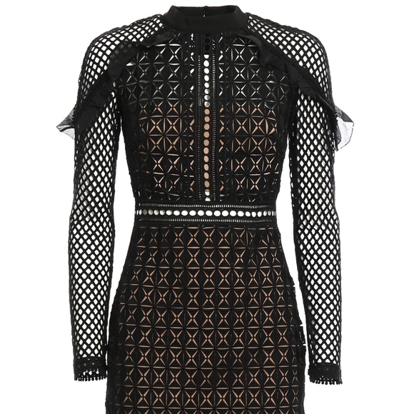 Self-Portrait Nude Lining Geometric Mini Dress - Picture 1 of 8